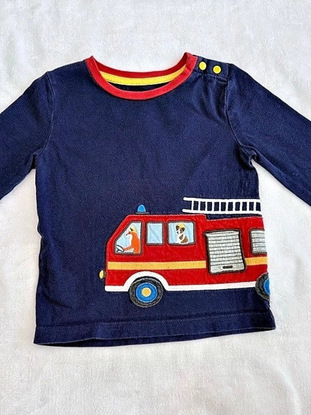 Baby Boden Fire Truck Long Sleeve Tee (Size 2-3Y)